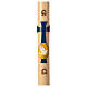 Paschal candle with dove over a blue cross, 3x47 in, beeswax s1