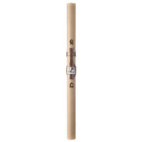 Beeswax Paschal candle with lamb and book, 3x47 in 2