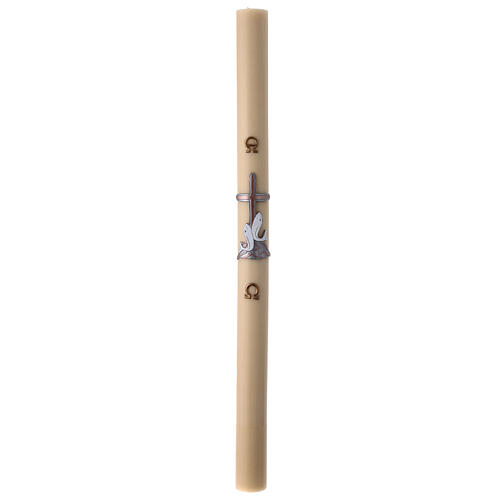 Paschal candle with fishes over copper cross, 3x47 in, beeswax 2