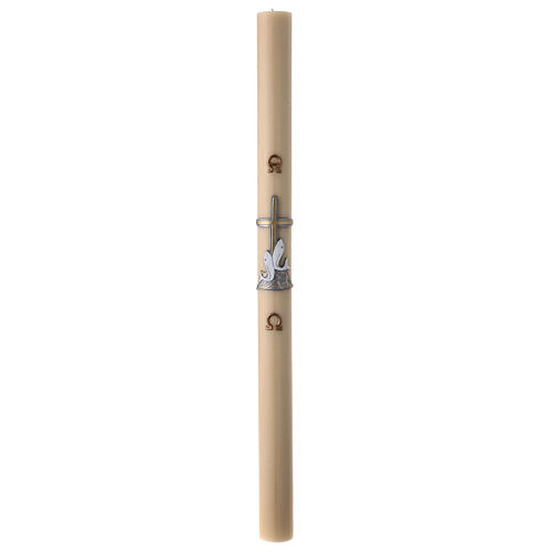 Beeswax Paschal candle with fishes over golden cross, 3x47 in 2