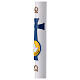 White Easter candle dove on blue cross 8x120 cm s3