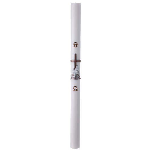 White Paschal candle, fishes over copper cross, 3x47 in 2