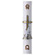 Paschal candle, white wax, 3x47 in, fishes over golden cross s1