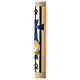 Beeswax Paschal candle, 3x47 in, dove over blue cross and golden background s3