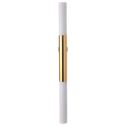 White Paschal candle, 3x47 in, dove over blue cross and golden background 5