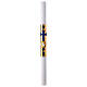 White Paschal candle, 3x47 in, dove over blue cross and golden background s2