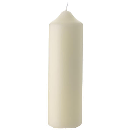 White Paschal candle with red modern cross, alpha and omega, 6.5x2 in 3