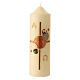 Modern Paschal candle, golden cross with circle pattern, alpha and omega, 6.5x2 in s1