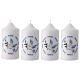 Set of 4 white candles with the dove of peace, 5x2.5 in s1