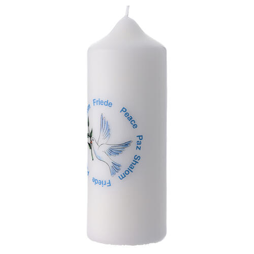 Set of 4 white candles with the dove of peace, 6.5x2 in 3