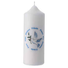 Set 4 velas paloma blanca de la paz 16,5x5 cm