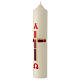 Easter candle modern style red Alpha Omega cross 30x6 cm s2