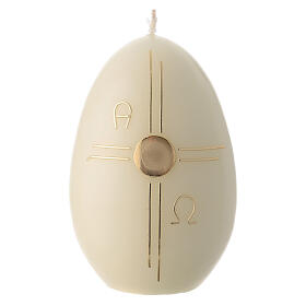 Świeczki jajka białe, dek. krzyż stylizowany złoty, 12x8 cm, zestaw 4 sztuk