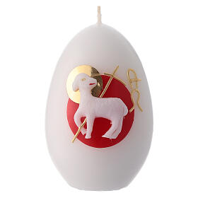 Set of 4 white egg candles 12x8 cm Easter lamb