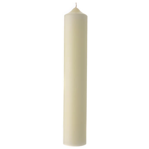 Ivory Paschal candle with green modern cross and golden Alpha and Omega, 16x3 in 4