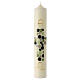 Bougie pascale couleur ivoire croix moderne verte alpha oméga or 40x7 cm s2