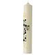 Bougie pascale couleur ivoire croix moderne verte alpha oméga or 40x7 cm s3
