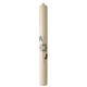 Modern Paschal candle with coppery cross, sea-green decoration and lettres Alpha and Omega, 30x3 in s2