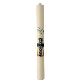 Paschal candle with modern decorated cross, Alpha and Omega, 30x3 in