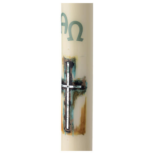 Paschal candle with modern decorated cross, Alpha and Omega, 30x3 in 3