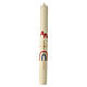 Easter candle ivory rainbow cross Alpha Omega red 80x8 cm s2