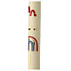 Easter candle ivory rainbow cross Alpha Omega red 80x8 cm s3