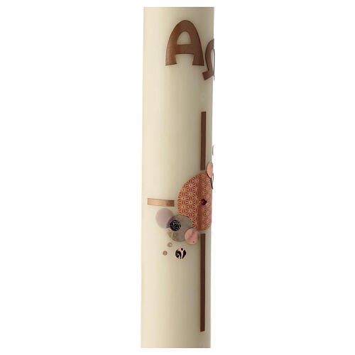 Modern Paschal candle with red decorated cross, Alpha and Omega, 30x3 in 4