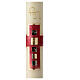 Modern Paschal candle, red cross with four squares, 30x3 in s1