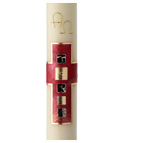 Cirio pascual moderno cruz con cuadrados rojo 80x8 cm