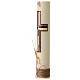 Ivory Paschal candle with purple cross and ears of wheat, 30x3 in s3