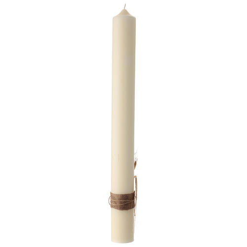Modern Paschal candle, ivory-coloured, Risen Jesus and ears of wheat, 30x3 in 4