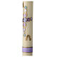 Ivory Paschal candle with modern purple and golden cross, Alpha and Omega, 30x3 in s3