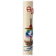 Modern Paschal candle with Noah's ark, dove and rainbow, 30x3 in s3
