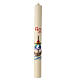 Modern Easter candle with Noah's ark, dove and rainbow 80x8 cm s2