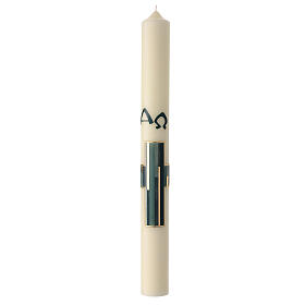 Paschal candle white alpha omega blue modern cross 80x8 cm