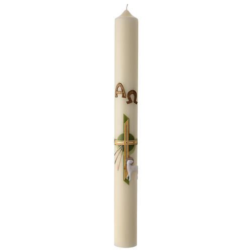 Osterkerze im modernen Stil mit dem Bild des Lammes Gottes, Kreuz und Alpha- und Omega-Symbolen, 80x8 cm 2