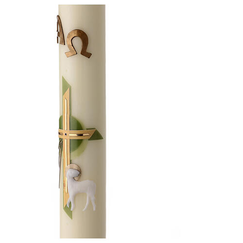 Modern Paschal candle with Lamb of God, Alpha and Omega, 30x3 in 3