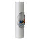 White altar candle with official logo of Pilgrims of Hope in bas-relief, 12x3 in s4