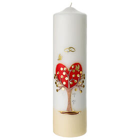 Wedding candle with heart and tree, diam. 3 in