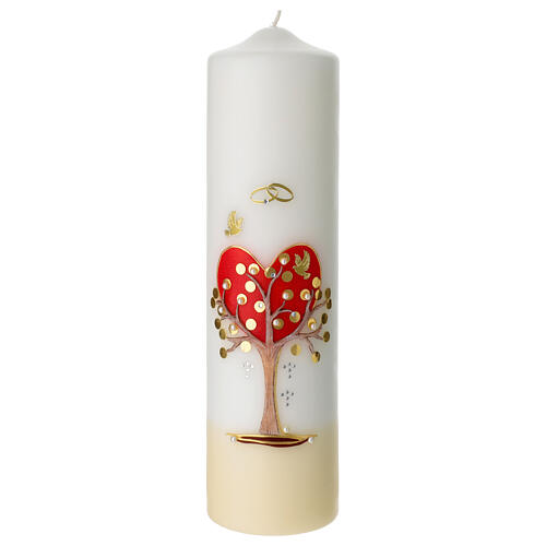 Wedding candle with heart and tree, diam. 3 in 1