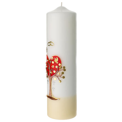 Wedding candle with heart and tree, diam. 3 in 3