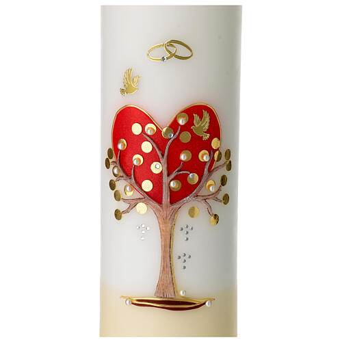 Candela matrimonio con cuore e albero diametro 8 cm 2