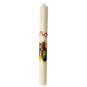 Paschal candle with modern colorful collage black cross, 80x8 cm