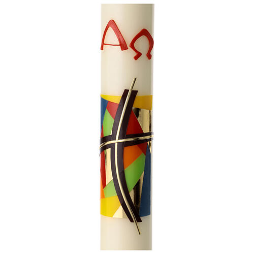 Paschal candle with modern colorful collage black cross, 80x8 cm 2