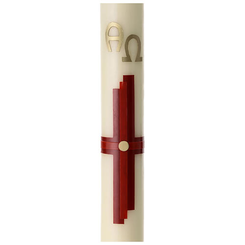 Cero pasquale croce rosso tono su tono 60x8 cm 2