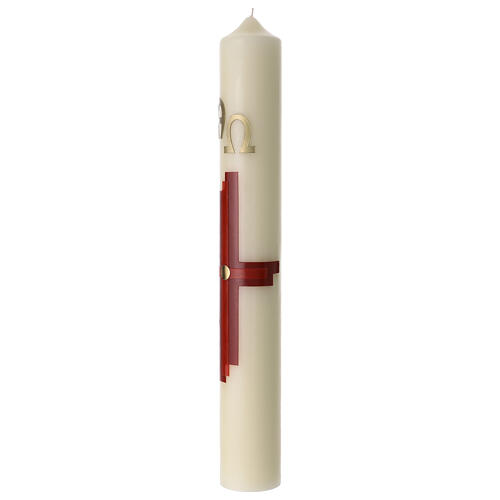 Cero pasquale croce rosso tono su tono 60x8 cm 3