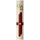 Cero pasquale croce rosso tono su tono 60x8 cm s2