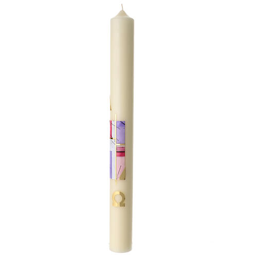 Paschal candle with pastel decorations, 31.5x3 in 3