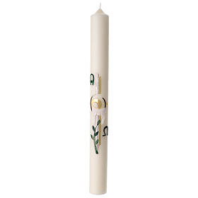 Osterkerze Lamm goldenes Kreuz 80x8 cm
