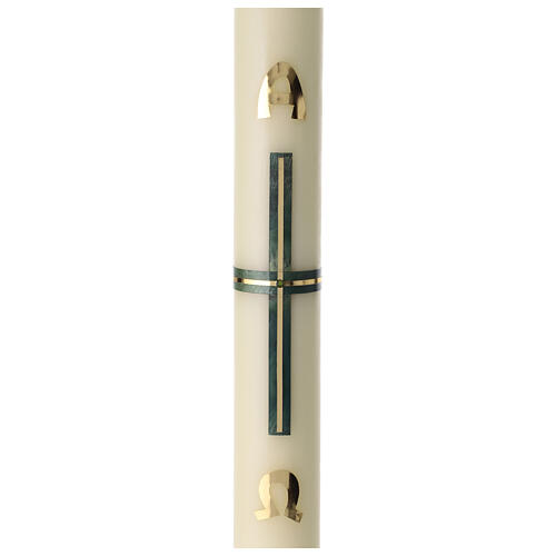 Paschal candle with green marble effect cross, 24x3 in 2